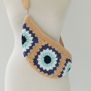 Crochet Granny Square Sling Bag: Boho Cotton Crossbody Purse