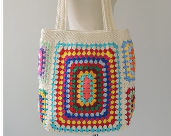 Tote Bag Aesthetic, Crochet Bag, Laptop Bag, Crochet Tote Bag, Teacher Tote Bag, Knitting Bag, Crochet Purse, Boho Bag, Granny Square Bag