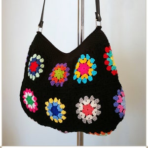 Crochet Crossbody Bag: Granny Square Patchwork Hobo Bag