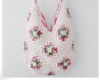 Sac Bandoulière Fait Main En Laine Crocheté - Style Rétro Bohème, Taille Moyen/grand, Neuf