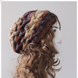 Self Stripe Wool Blend Slouchy Knit Beanie