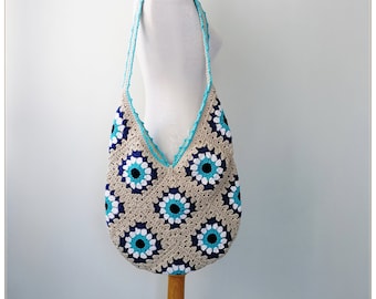 Granny Square Bag, Slouchy Hobo Bag, Crochet Hobo Bag, Granny Square Purse, Patchwork Tote Bag, Tote Bag Aesthetic, Crochet Girls Purse