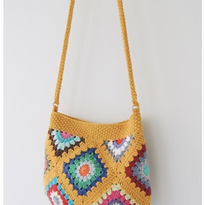 Crochet Cross Body Bag, Granny Square Bag, Hobo Bag, Small Crossbody ...