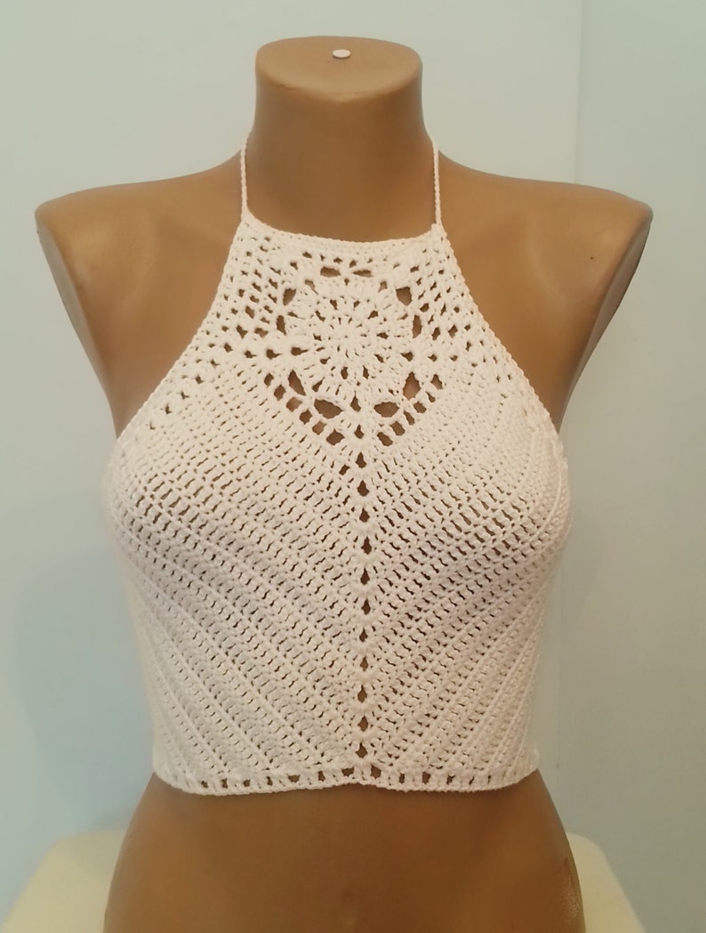 Crochet Halter Top Crop Top Crochet Festival Top White Top | Etsy