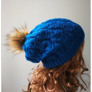 Wool Blend Knit Slouchy Beanie with Pom Pom