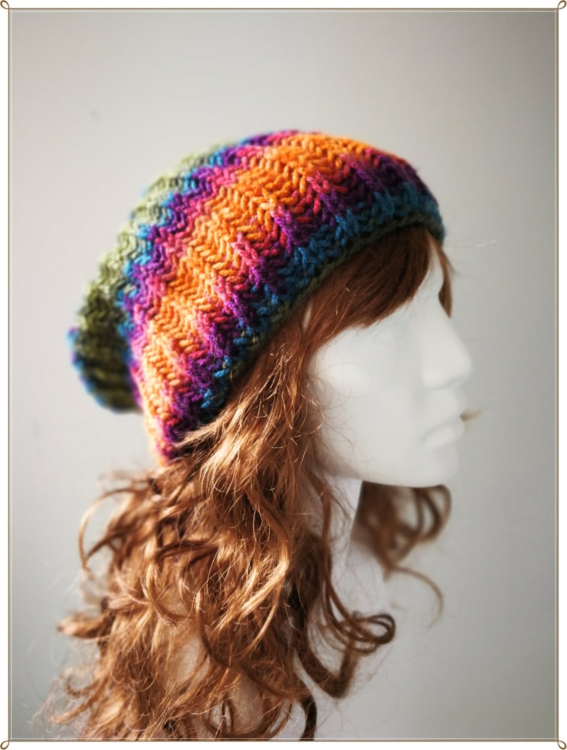 Rainbow Beanie Gift for Her Knit Hat Rainbow Slouchy Beanie Rainbow hat Slouchy Hat Knit Beanie Birthday Gift Christmas Gift