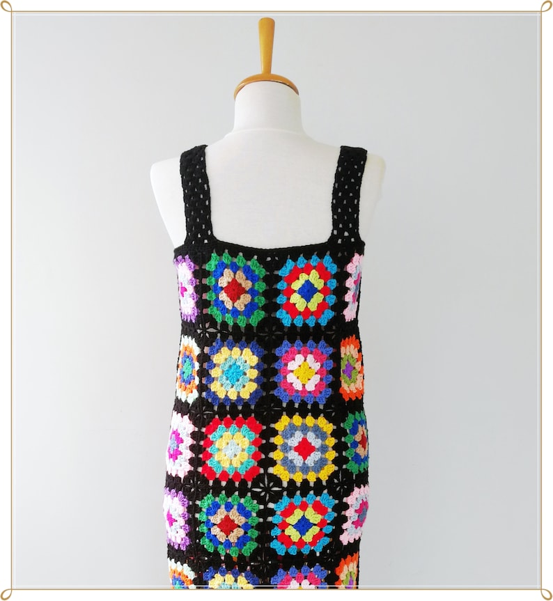 Granny Square Dress, Crochet Dress, Retro Dress, Hippie Dress, Boho Dress, Vintage Design, Gift, Crochet Summer Dress, Colorful Dress image 2