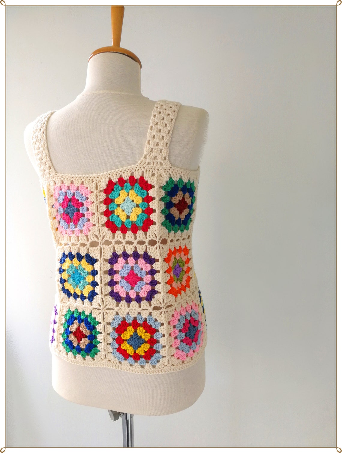 Granny Square Tank Top Crochet Granny Square Top Crochet - Etsy