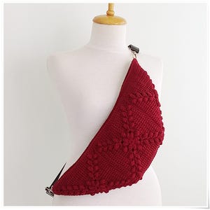 Sling Bag, Gehäkelte Gürteltasche, Oma Quadrat Umhängetasche, Bordeauxrot Gürteltasche, häkeln Geldbörse, Floral Bauchtasche, Hobo Hip Bag, Messenger Bag