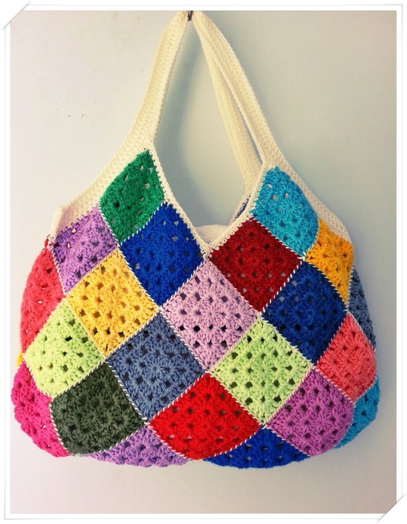 Bolso de ganchillo bolso cuadrado de la abuela bolsa retro Etsy
