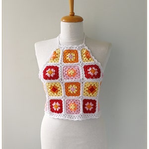Halter Top, Crochet Halter, Crochet Top, Granny Square Top, Crop Top, Retro Top, Boho, Vintage Style, Hippie Style, Hippie Top, Gift for Her