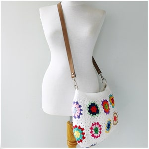 Crochet Bag, Crossbody Bag, Granny Square Bag, Crochet Purse, Gift for Her, Retro Bag, Crossbody Purse, Crochet Crossbody Bag,Hippie Bag image 2