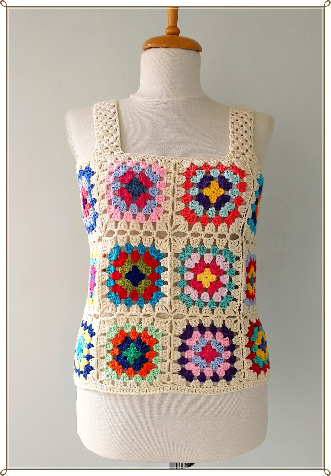 Granny Square Tank Top Crochet Granny Square Top Crochet Etsy