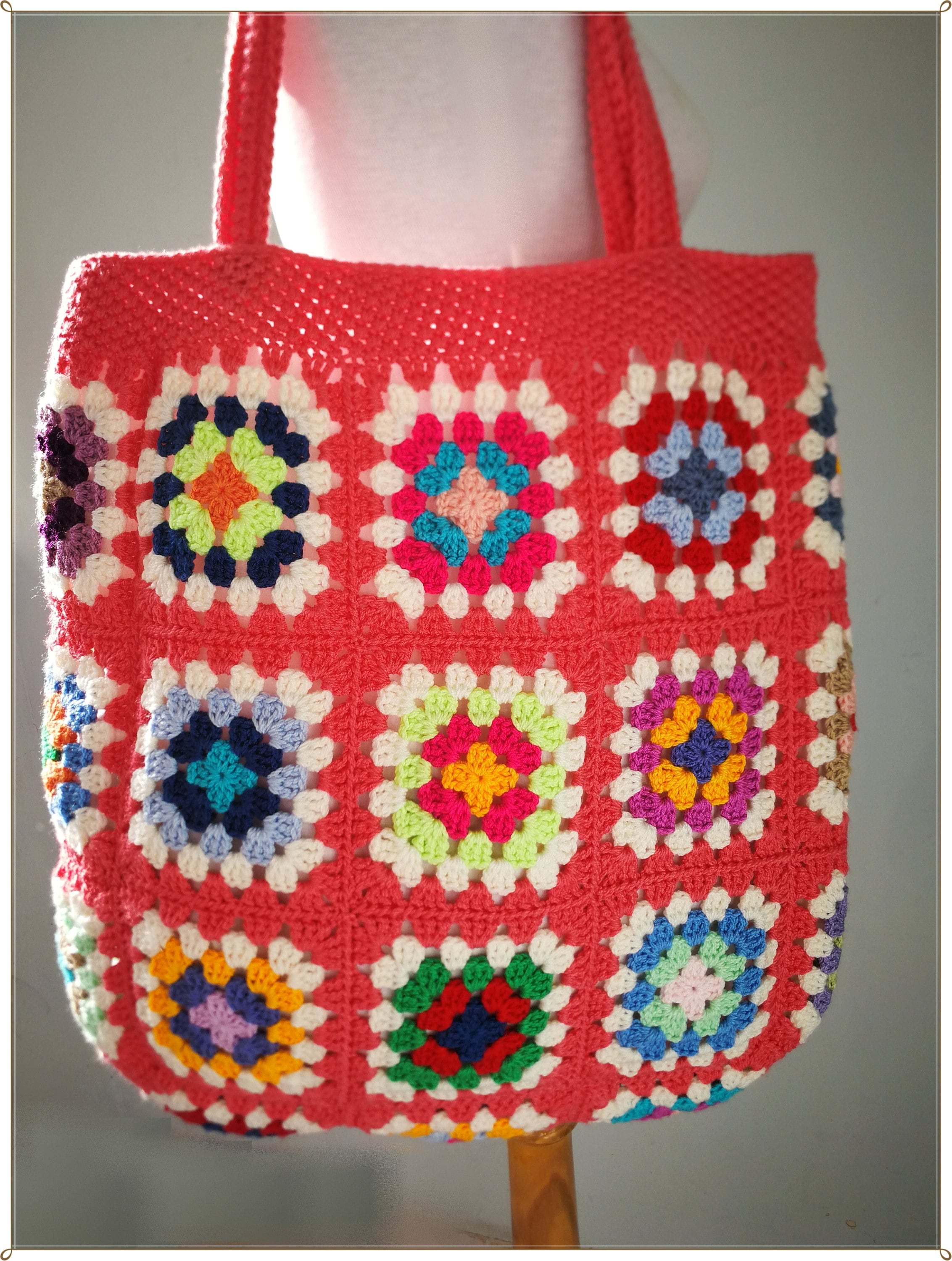 Crochet Bag Granny Square Bag Crochet Purse Coral Bag Boho | Etsy