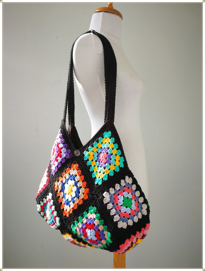 Crochet Bag Granny Square Bag Retro Bag Crochet Purse Etsy