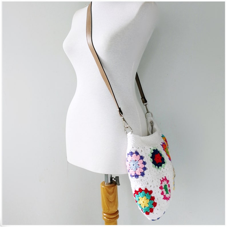 Crochet Bag, Crossbody Bag, Granny Square Bag, Crochet Purse, Gift for Her, Retro Bag, Crossbody Purse, Crochet Crossbody Bag,Hippie Bag image 5