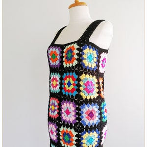 Granny Square Dress, Crochet Dress, Retro Dress, Hippie Dress, Boho Dress, Vintage Design, Gift, Crochet Summer Dress, Colorful Dress image 10