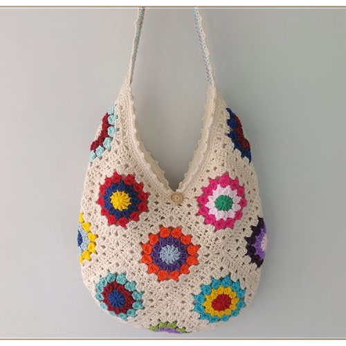 Granny Square Bag Tote Bag Aesthetic Crochet Girls Purse - Etsy