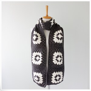 Crochet Granny Square Scarf, Mens Scarf, Scarves For Women, Blanket Scarf, Wool Scarf, Afghan Scarf, Minimalist Scarf, Winter Outfit