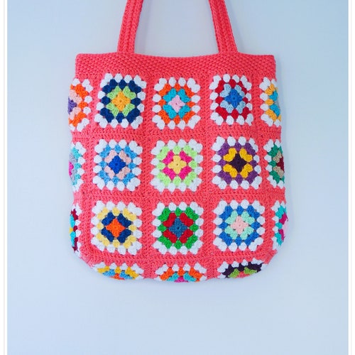 Crochet Bag Granny Square Bag Crochet Purse Coral Bag Boho - Etsy