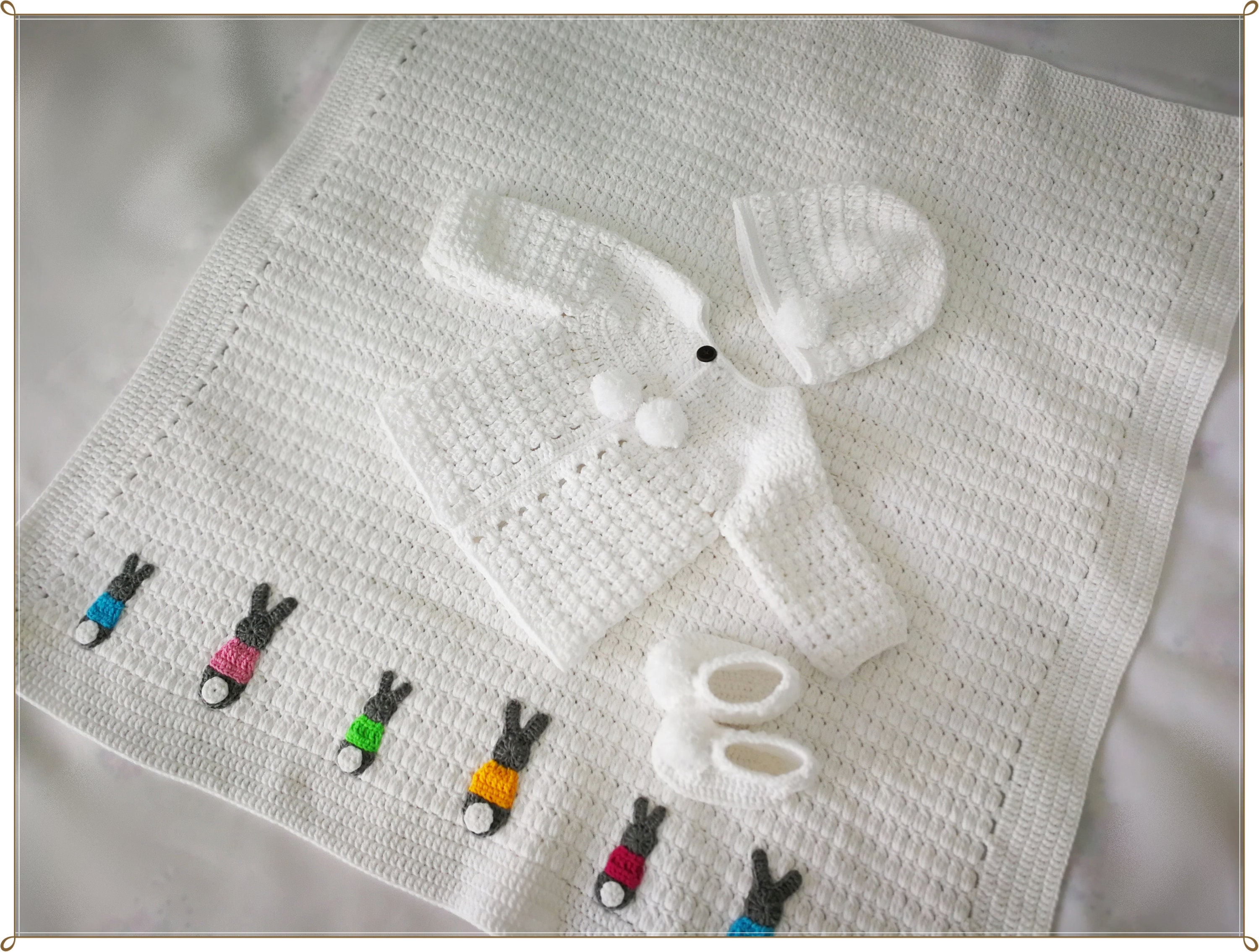 Crochet Baby Blanket Hat Booties and Sweater Set Baby Girl Etsy