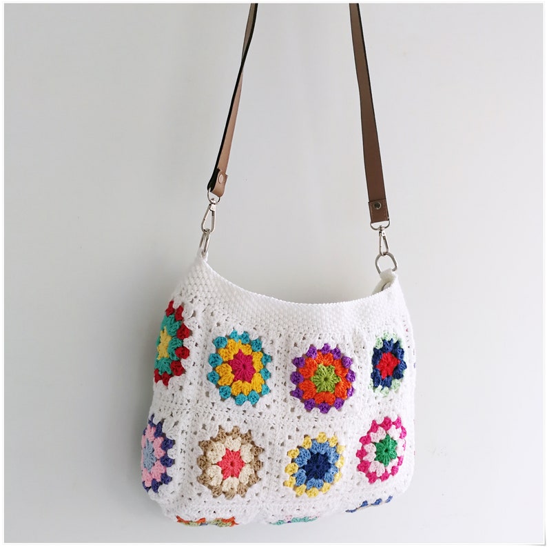 Crochet Bag, Crossbody Bag, Granny Square Bag, Crochet Purse, Gift for Her, Retro Bag, Crossbody Purse, Crochet Crossbody Bag,Hippie Bag image 4