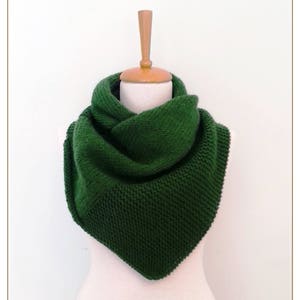 Hand Knitted Green Wool Scarf: Winter Cowl Neck Warmer