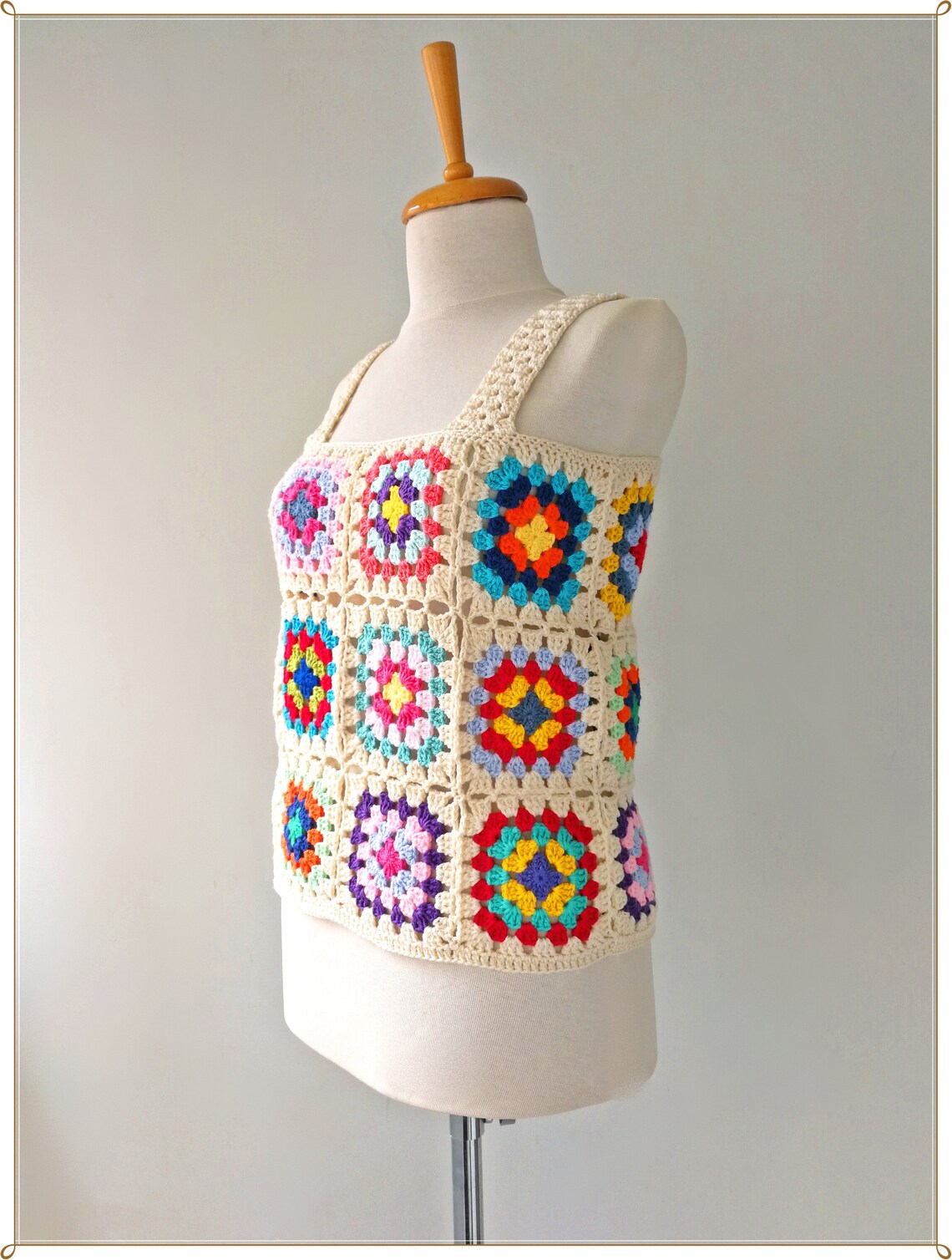 Granny Square Tank Top Crochet Granny Square Top Crochet - Etsy