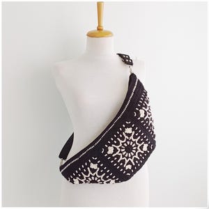 Crochet Granny Square Sling Bag: Boho Cotton Crossbody