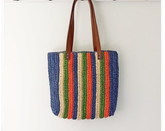 Crochet Raffia Bag, Tote Bag Aesthetic, Straw Bag, Crochet Tote Bag, Beach Tote, Luxury Bag, Boho Bag, Shopping Bag, Crochet Purse