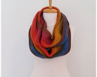 Crochet Neck Warmer, Wool Warm Infinity scarf, Crochet Shawl, Mens Scarf, Winter Scarf Women, Rainbow Scarf, Crochet Blanket Scarf