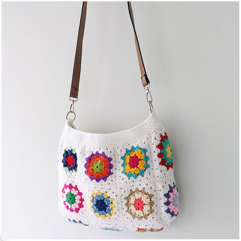 Crochet Bag, Crossbody Bag, Granny Square Bag, Crochet Purse, Gift for Her, Retro Bag, Crossbody Purse, Crochet Crossbody Bag,Hippie Bag image 6