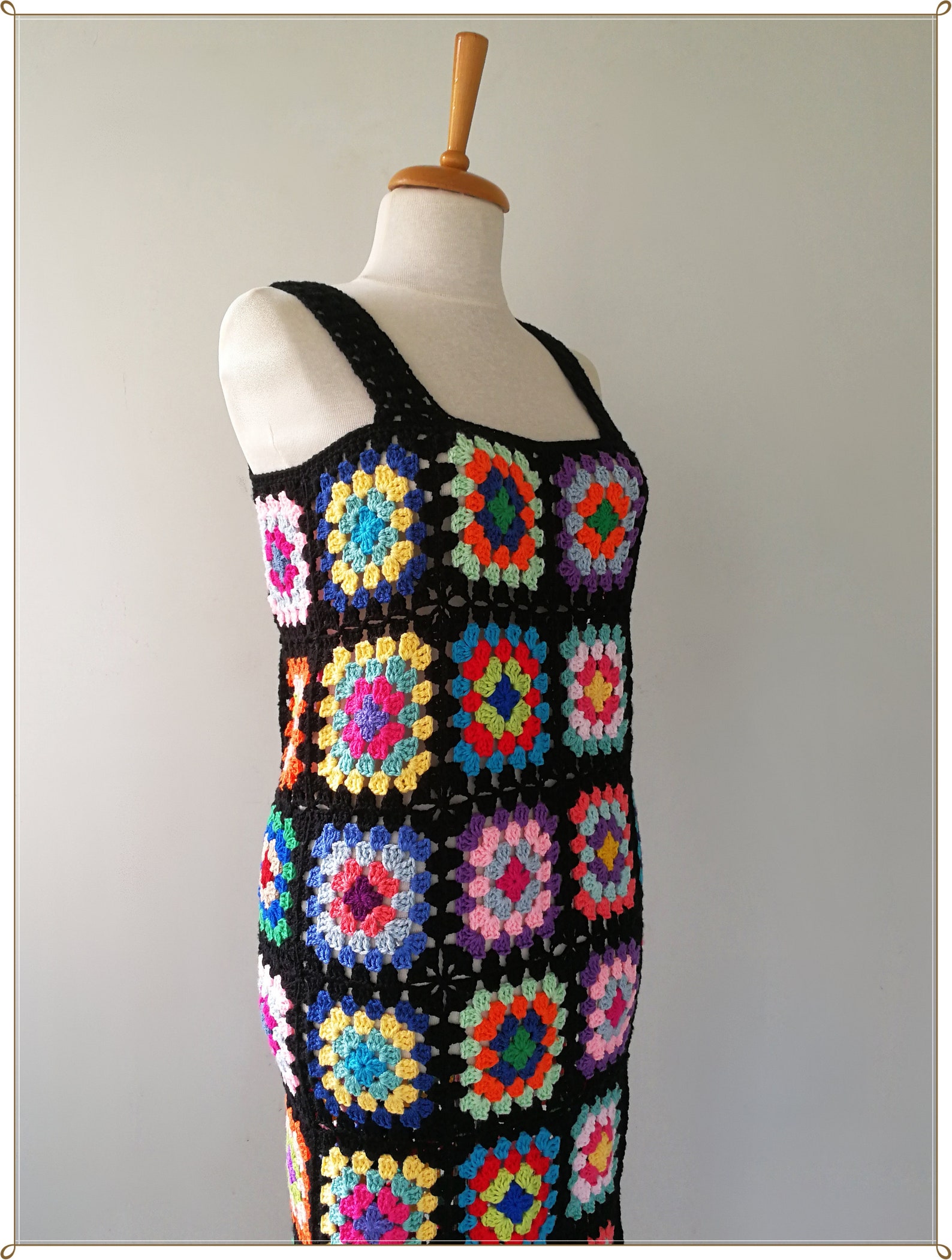 Granny Square Dress Crochet Dress Retro Dress Hippie Dress | Etsy