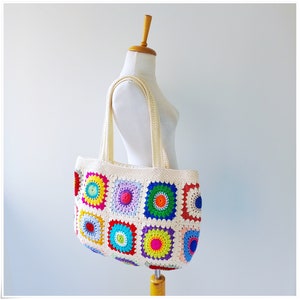 Granny Square Bag, Crochet Bag, Aesthetic Tote Bag, Knitting Bag ...