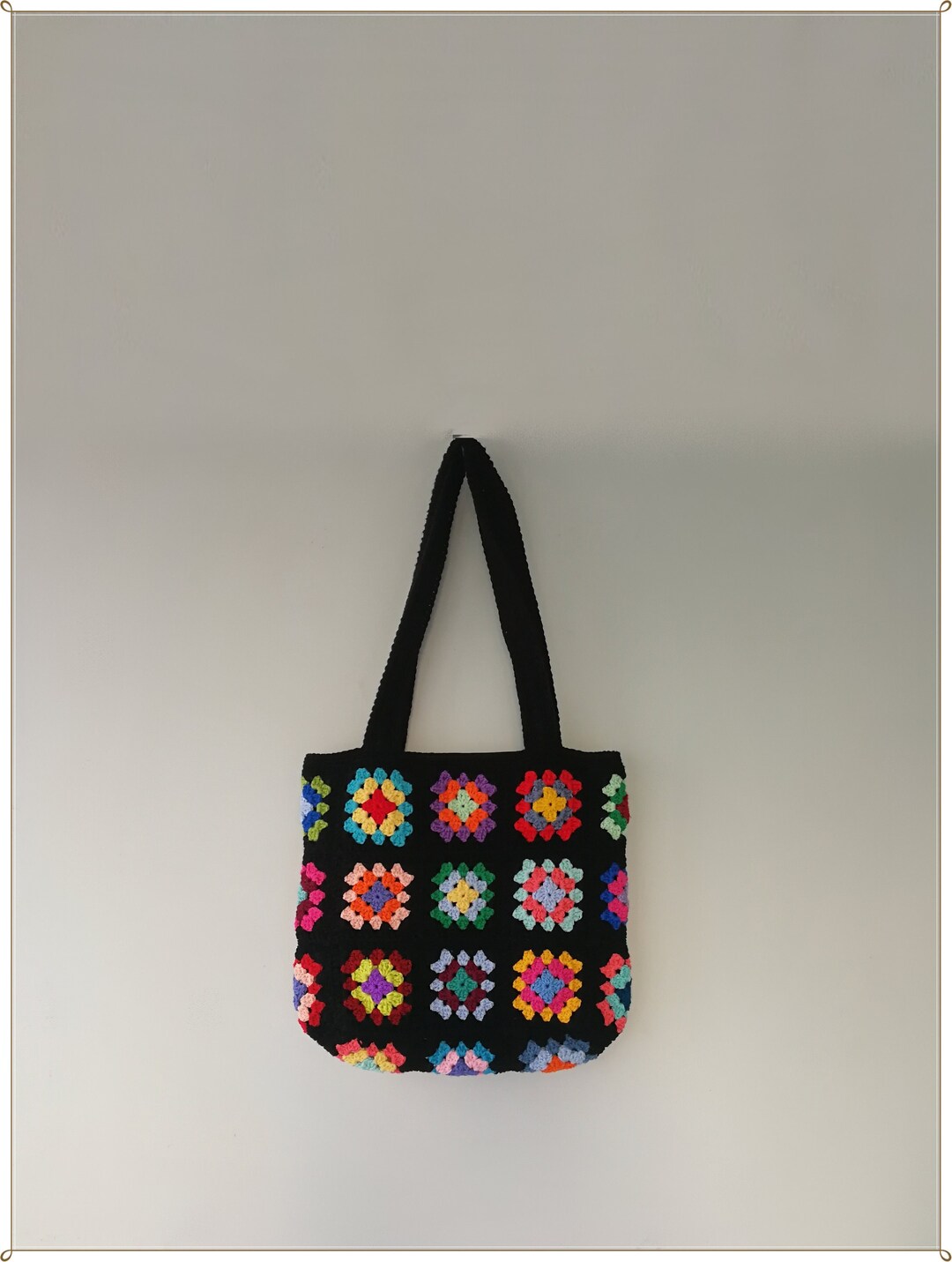 Granny Square Bag Shabby Chic Bag Tote Bag Aesthetic - Etsy