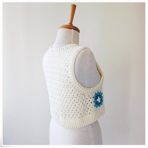 Crochet Granny Square Sweater Vest, Crop Wool Vest, Crochet Vest For Woman, Knitted Vest, Cardigan Sweater, Colorful Sweater, Boho Vest image 5