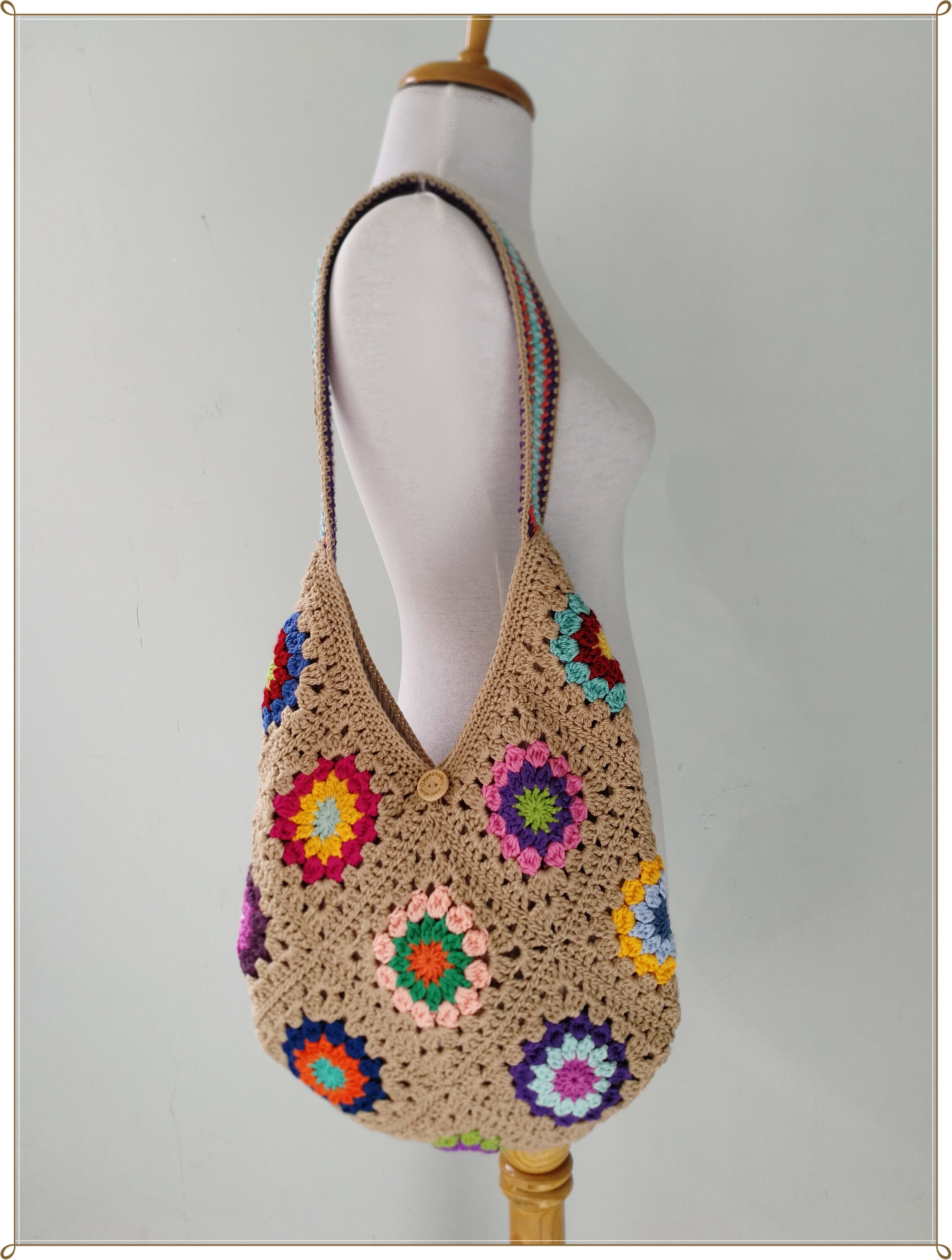 Crochet Bag Hobo Bag Granny Square Bag Boho Bag Crochet | Etsy