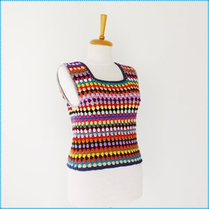 Crochet Granny Square Sweater, Women's Sweater Vest, Wool Vest, Crochet Crop Top, Cropped Sweater, Knitted Sweater, Granny Square Vest image 10