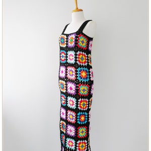 Granny Square Dress, Crochet Dress, Retro Dress, Hippie Dress, Boho Dress, Vintage Design, Gift, Crochet Summer Dress, Colorful Dress image 6
