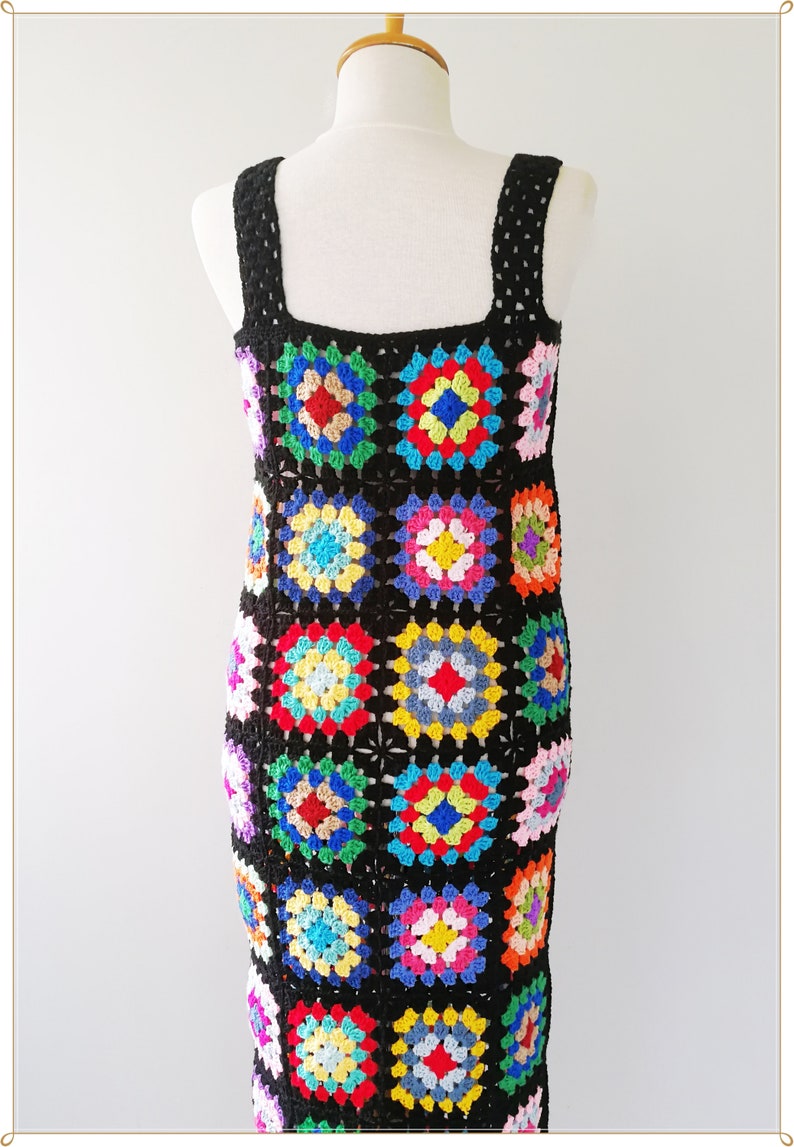 Granny Square Dress, Crochet Dress, Retro Dress, Hippie Dress, Boho Dress, Vintage Design, Gift, Crochet Summer Dress, Colorful Dress image 8