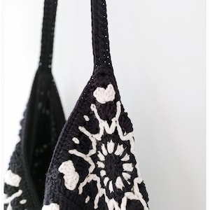 Crochet Granny Square Hobo Bag, Slouchy Shoulder Bag, Large Crossbody Bag, Boho Crossbody Bag, Crochet Purse, Crochet Tote Bag, Hippie Bag image 10