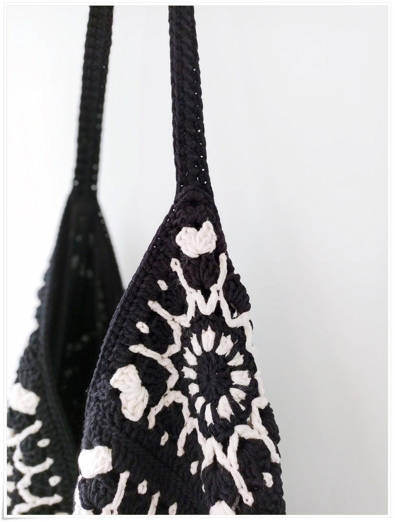 Crochet Granny Square Hobo Bag, Slouchy Shoulder Bag, Large Crossbody Bag, Boho Crossbody Bag, Crochet Purse, Crochet Tote Bag, Hippie Bag image 10