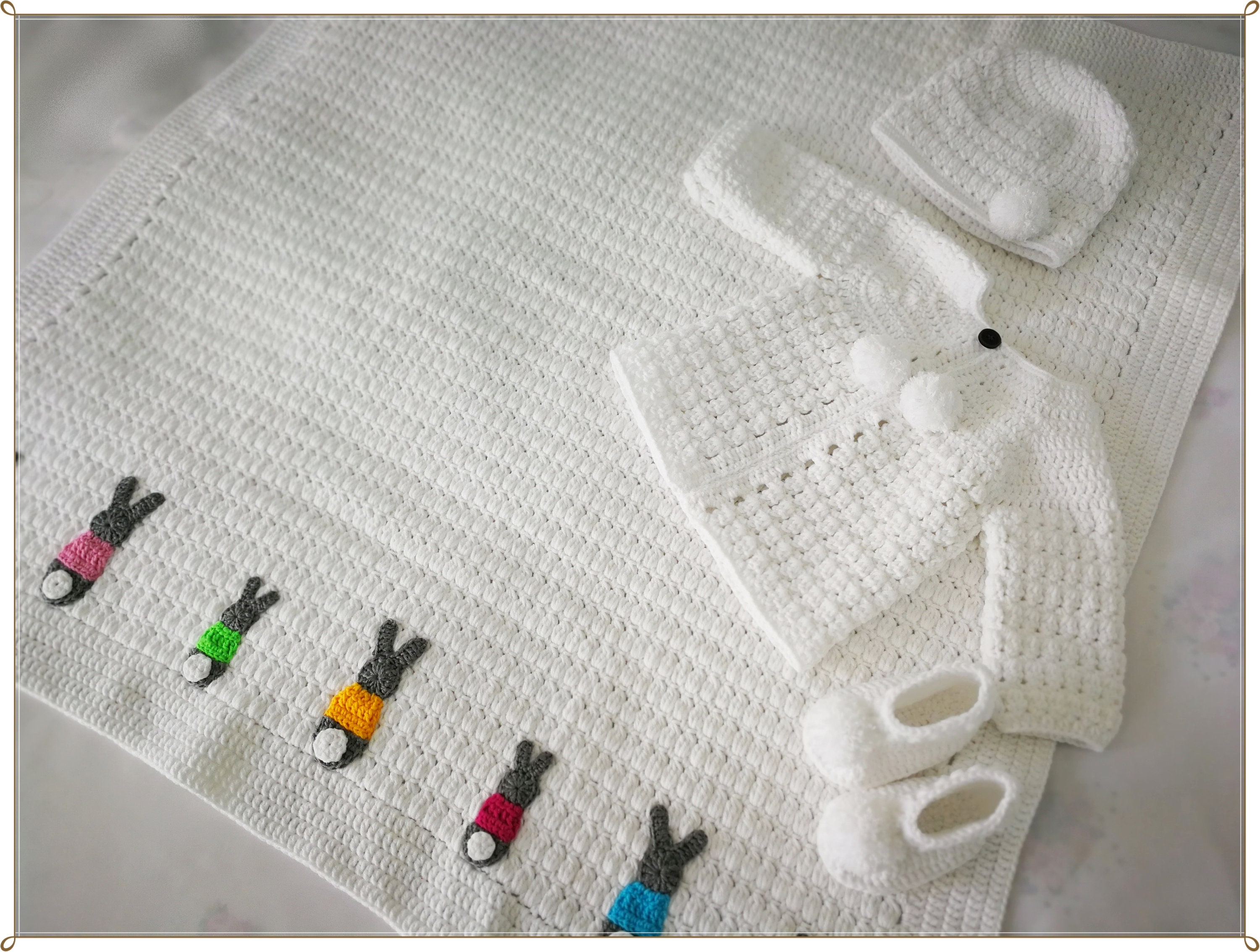 Crochet Baby Blanket Hat Booties and Sweater Set Baby Girl Etsy