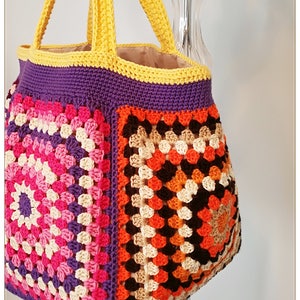 Crochet Bag Granny Square Bag Shopping Bag Retro Bag Stash - Etsy