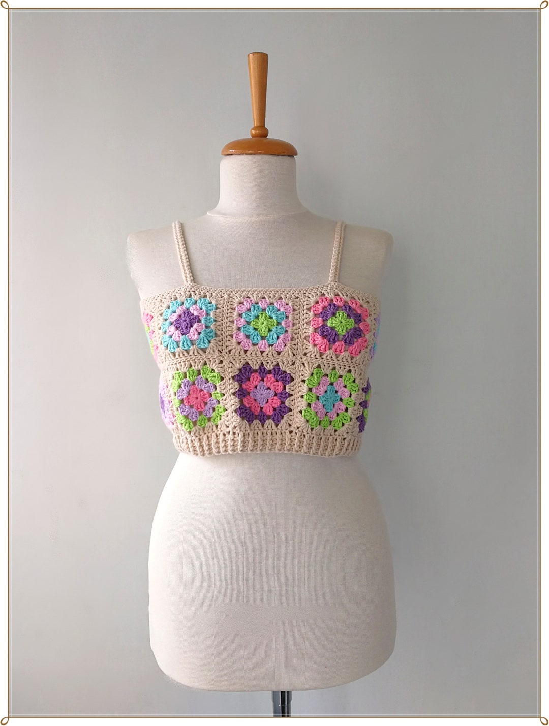 Crop Top Crochet Crop Top Granny Square Top Crochet Top - Etsy