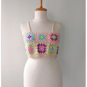 Crop Top, Crochet Crop Top, Granny Square Top, Crochet Top, Granny Square Crop Top, Retro Top, Festival Top, Gift for Her