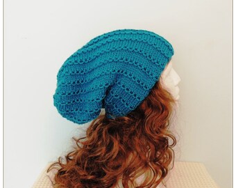 Knit Slouchy Beanie, Knit Hat, Knit Beanie, Slouchy Hat, Slouchy Beanie, Classic Blue Hat, Classic Blue Beanie, Gift for Her, Gift for His