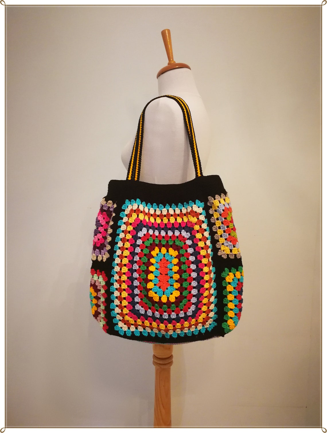 Crochet Bag Granny Square Bag Rainbow Bag Boho Bag Hippie image 0