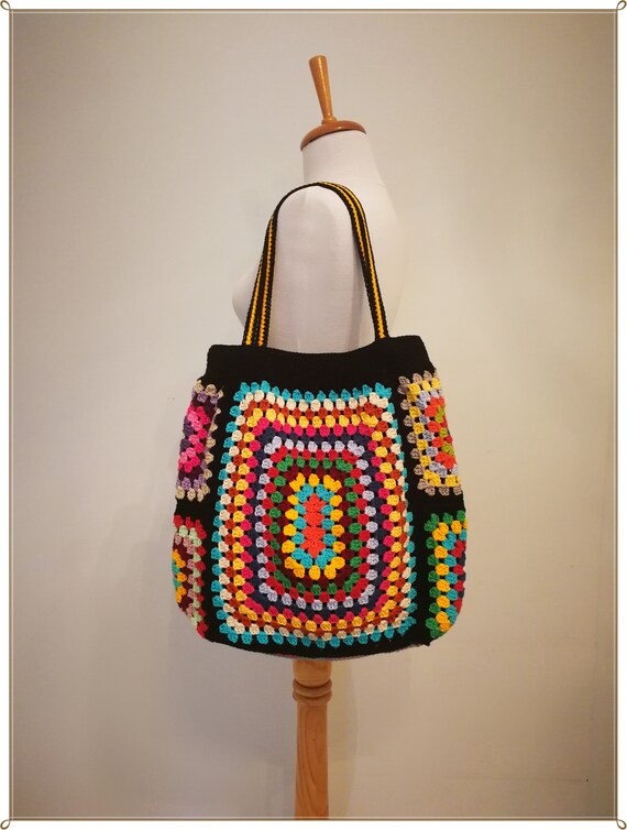 Bolso de ganchillo Bolso cuadrado de la abuela Bolso Arco | Etsy México
