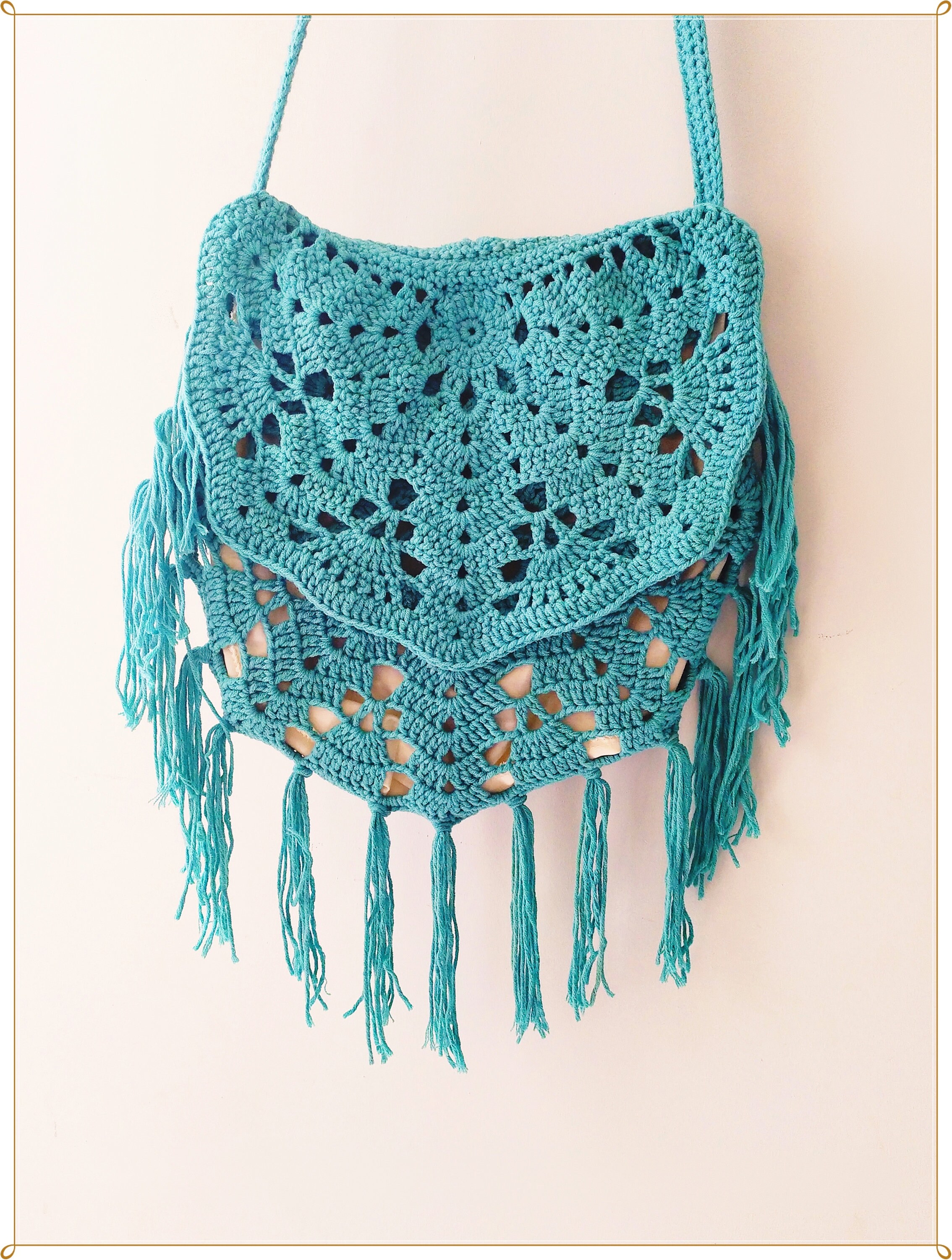 Crochet Bag Crochet Crossbody Bag Crochet Boho Bag Teal Etsy